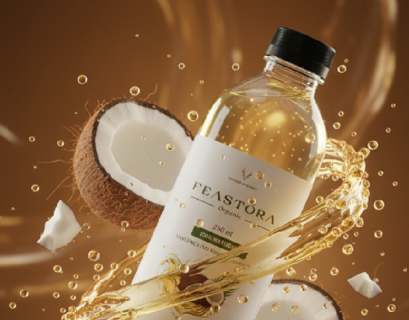 Feastora coconut oil nutrition facts card